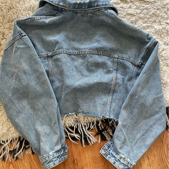 Cropped oversized denim jacket distressed XS - Picture 3 of 5